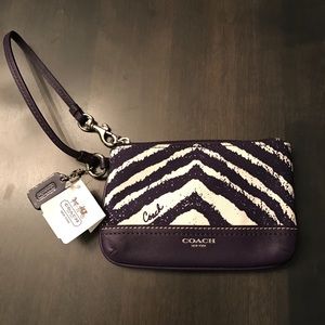 NWT Coach Legacy Zebra Print Small Wristlet